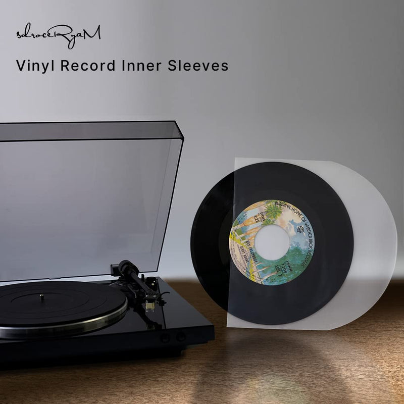 [AUSTRALIA] - 7 Inches EP Vinyl Record Inner Sleeves, 50PCS Anti Static Plastic Round Bottom Protective Sleeves for Vinyl Record, Translucent 7 inch 