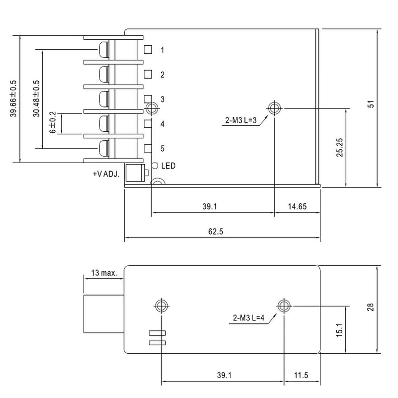 Switching power supply for LED 15W 5V 3A ; MeanWell, RS-15-5