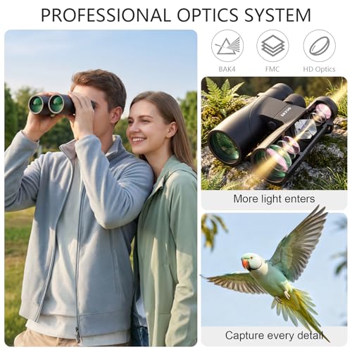 12x50 Binoculars for Adults Cruise Ship Travel Outdoor High Powerd Gift Standard Edition-Black