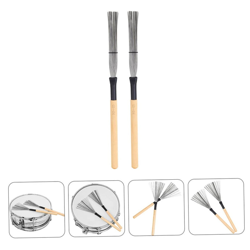 2pcs Drum Drum Brush Cajon Brush Rollers Jazz Drum Jazz Drum& Percussion Acoustic Drum Snare Drum Metal Wire Drum Metallic Line Drum Kit Steel 35X4CM Wood color