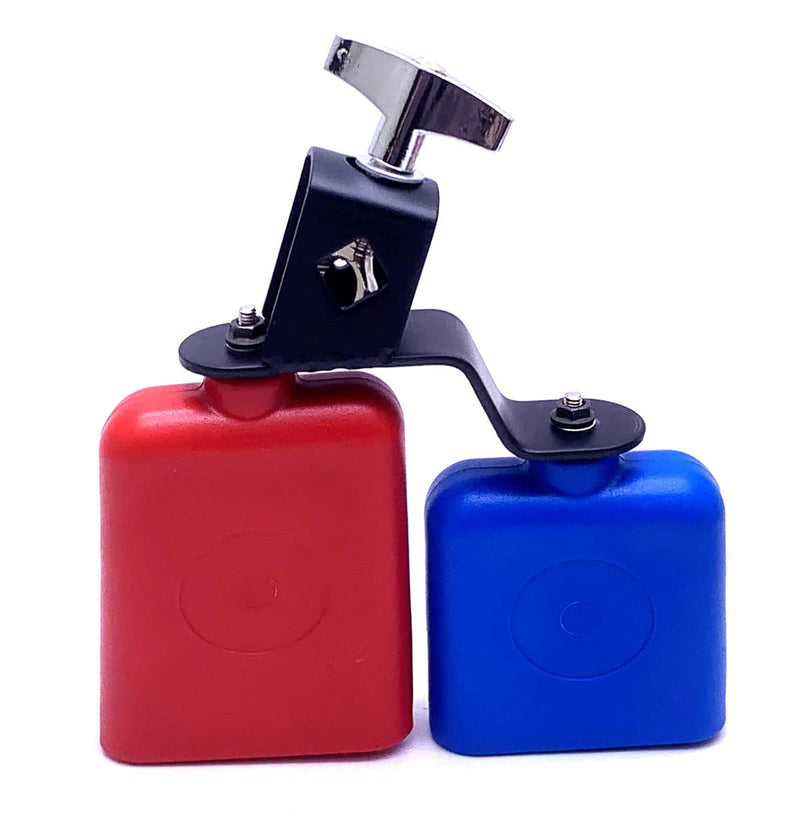 Jam Block Musical Percussion Instrument Plastic Latin Drum Instrument Dual Mounted Bell (Red-Blue) Red-Blue