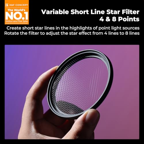K&F CONCEPT 49mm Adjustable Star Filter 4-8 Point Short Starbursts