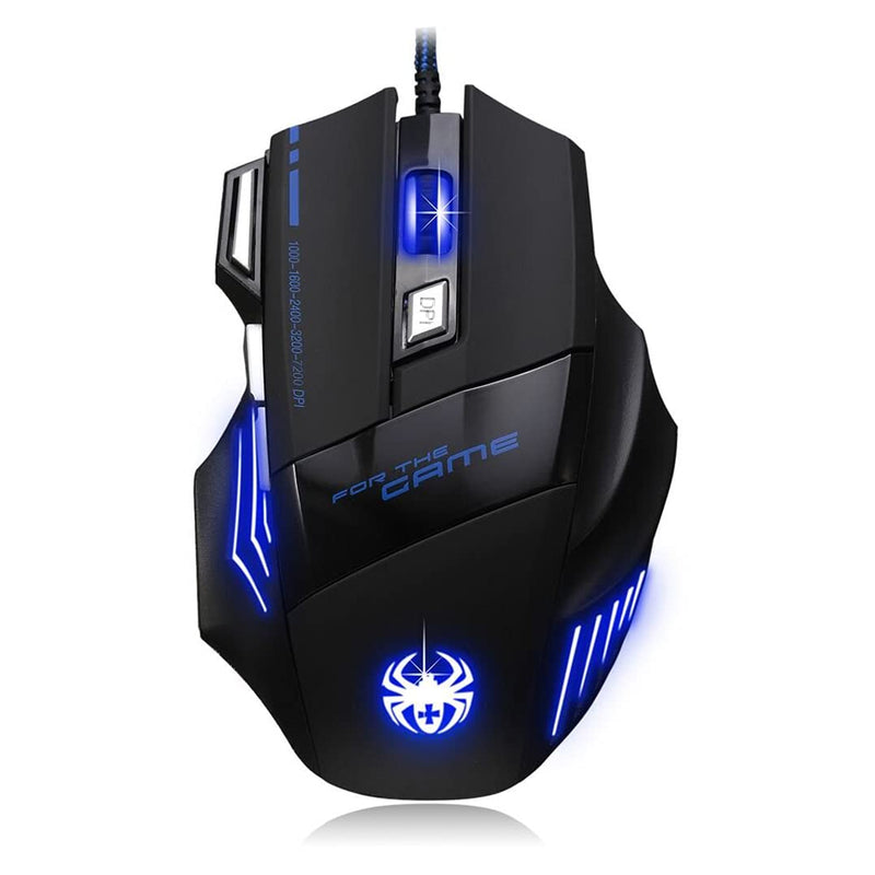 AFUNTA Zelotes Ergonomic 7200 DPI LED Optical Wired Gaming Mouse Mice 7 Buttons Compatible Mac Pro Gamer PC Laptop Desktop Notebook-Black Black(T80)