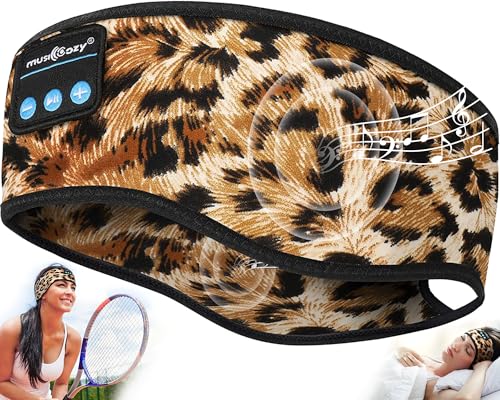 MUSICOZY Sleep Headphones Bluetooth Headband, Wireless Music Sleeping Headphones Sleep Mask Earbuds with Mic for Side Sleepers Workout Running Travel Yoga, Pack of 2