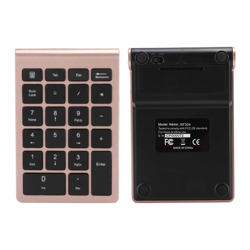 V BESTLIFE Numeric Keypad, 22 Keys 2.4G Wireless Mini USB Ergonomic Keyboard with Receiver (Rose Gold)