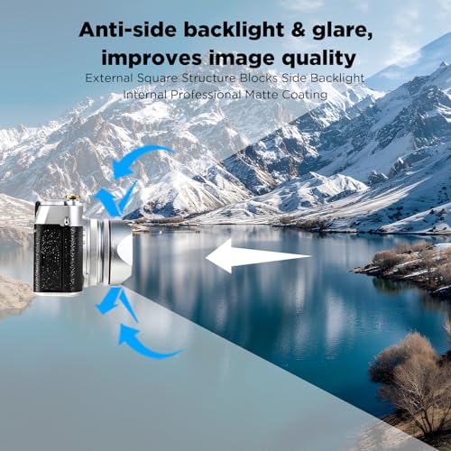 Haoge LH-X54W Square Metal Lens Hood with 49mm Adapter Ring for Fujifilm X100VI Fuji X100V Camera Silver