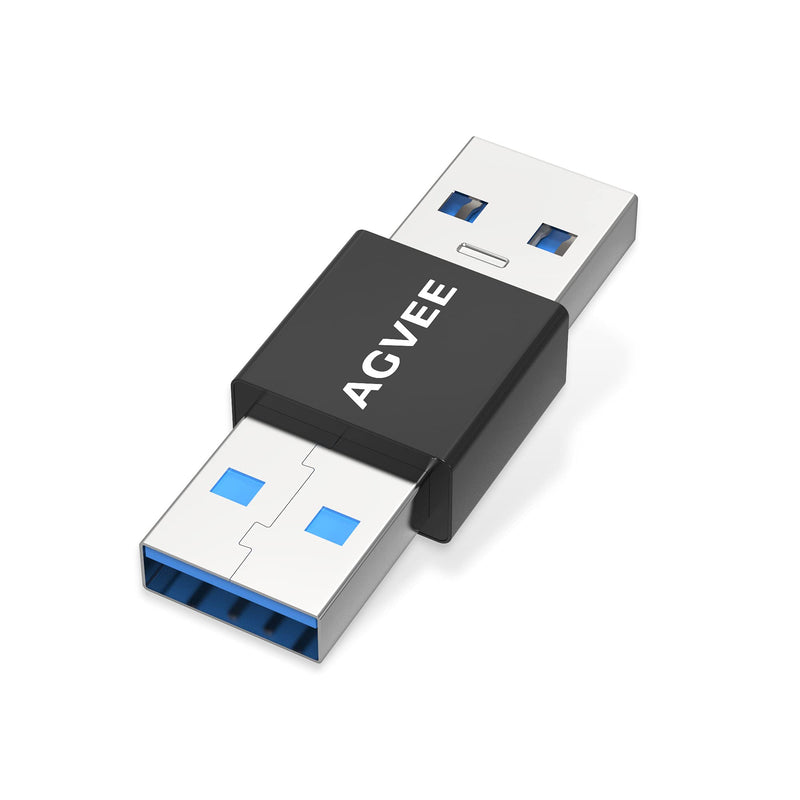 AGVEE [4 Pack] USB-A 3.0 Male to USB-A 3.0 Male Adapter, USB 3.0 Converter Coupler Extension Extender Connector, Black