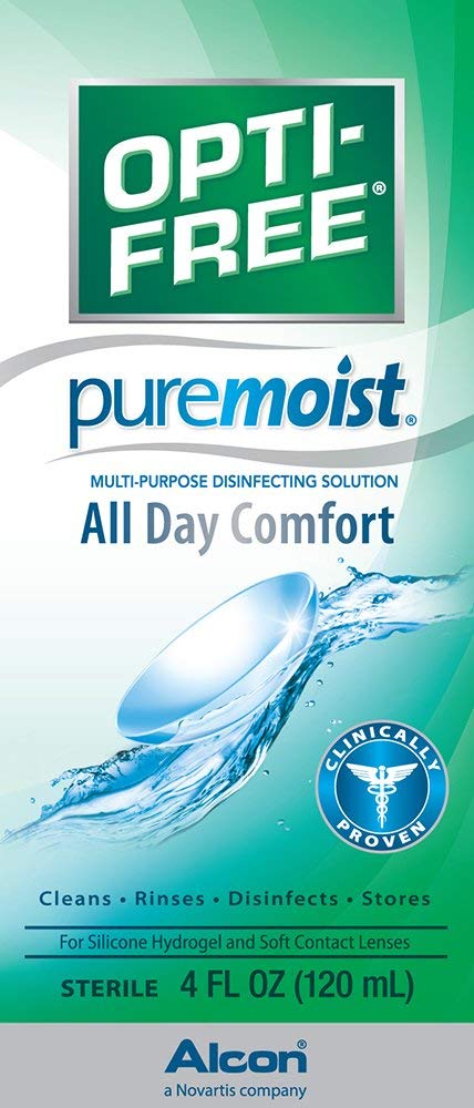 ALCON Opti-free Puremoist Multi-Purpose Disinfecting Solution, White, 4 Fl Oz 4 Fl Oz (Pack of 1)