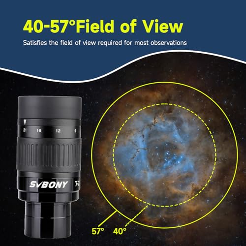 SVBONY SV135 Zoom Eyepiece, Zoom 7 to 21mm 1.25 Inch Telescope Eyepiece, Telescope Accessories for Astronomic Visual Observation (40-57°) 40-57°