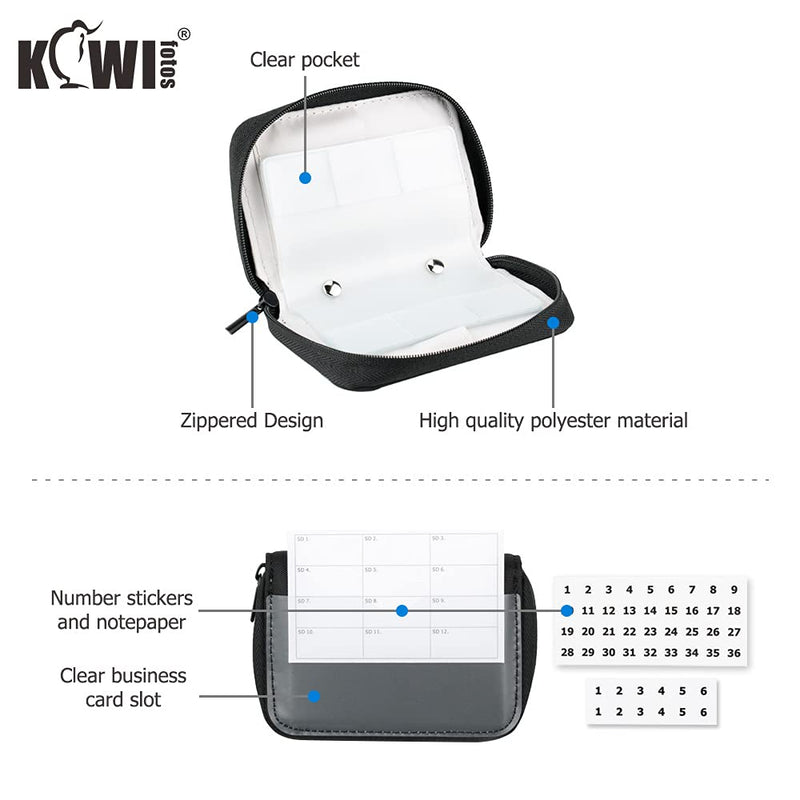(24 SD + 4 CF) 28 Slots Memory Card Case Holder with Labels, SD Card Wallet Storage for 24 SD SDXC SDHC Cards + 4 CF XQD Cards, Portable Carrying Cases Organizer with Number Sticker - Grey Gray, 24 SD + 4 CF