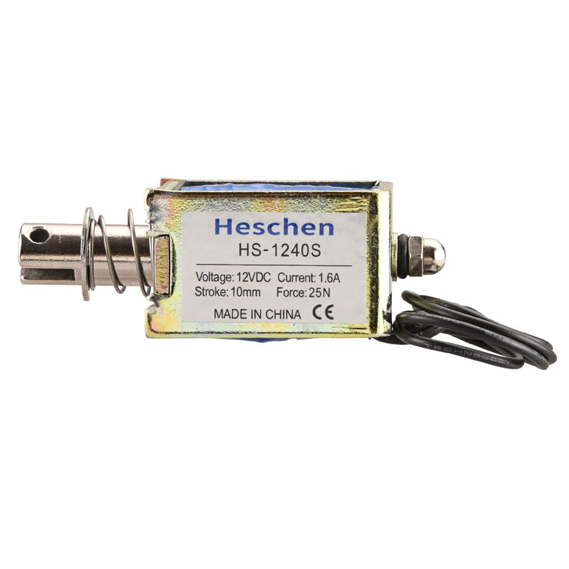 Hechen Solenoid Coil Electromagnetic Net HS-1240S DC12V 1.6A 25N 10mm Hub Push Pull Type Open Frame Door Lock