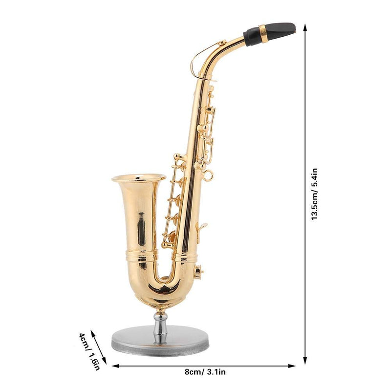 Miniature Alto Saxophone Delicated Gold Plated Mini Instrument Ornament with Case, and Decoration Saxophone Model Mini Musical 14cm Miniature Alto Saxophone Replica