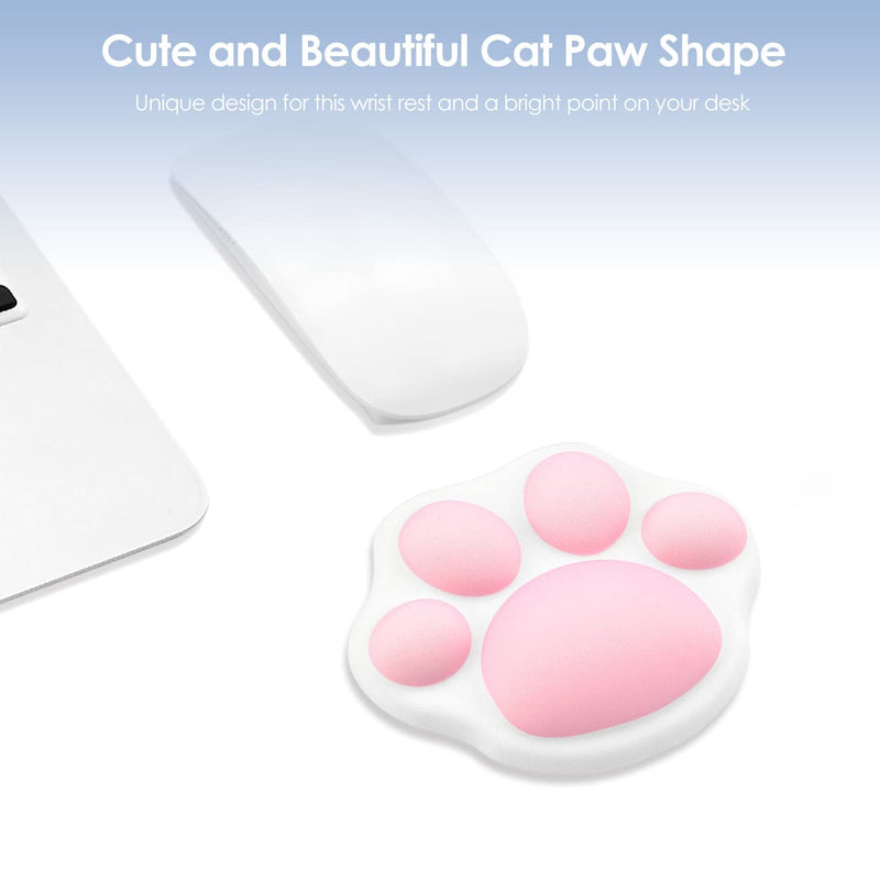 ProElife Cute Mouse Wrist Support Pad Cat Paw Pattern, Comfortable Soft Wrist Rest Hand Pillow Relief Hand’s Pain with Non-Slip Rubber Base 4.3'' x 3.7'' for Home, Office Computer Laptop (White) White