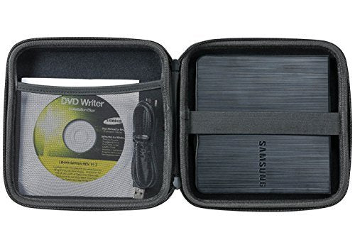 Caseling Portable Hard Carrying Travel Storage Case for External USB, DVD, CD, Blu-ray Rewriter / Writer and Optical Drives - Black