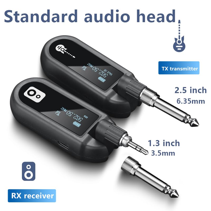 [AUSTRALIA] - YXG Wireless Guitar System - UHF Transmitter Receiver, Rechargeable Audio, 20 Channels, for Electric Guitar Bass (1-Channel) 1-Channel 