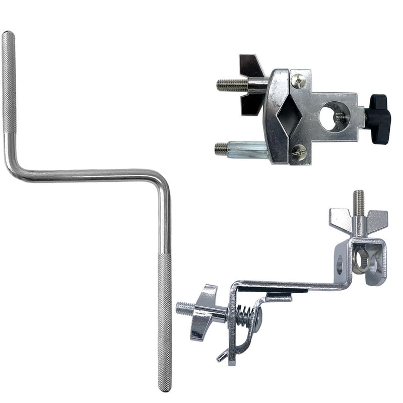 Double Bass Drum Hoop Attachment Clamp for Hi Hat Drum Cowbell Cymbal Mount, Tom Drum Hoop Clamp with 3/8" Z Shape Percussion Mount Rod Clip for Jam Block Tambourine