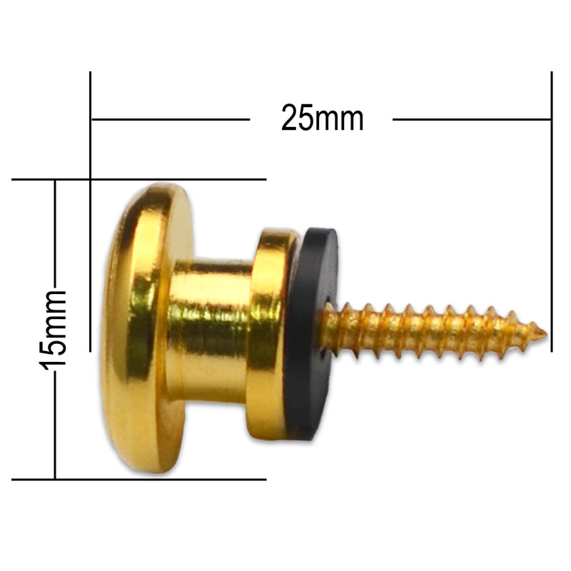 2PCS Mushroom Style Guitar Ukulele Bass Strap Lock Lock Metal Music Parts (Gold) Gold