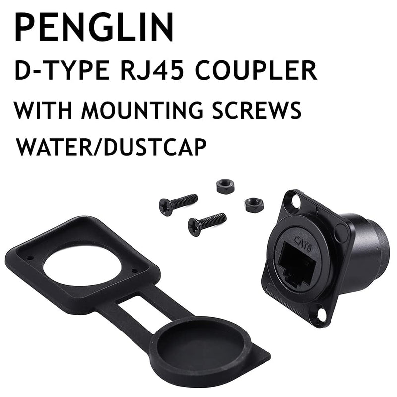 PENGLIN 10PCS D-Type RJ45 Coupler, Shielded RJ45 Panel Mount Connector | Cat5/Cat5e/Cat6 & PoE Compatible,Dustproof & Wear Resistant,Versatile D-Type Mount Design,Minimize Signal Loss 10 PACK