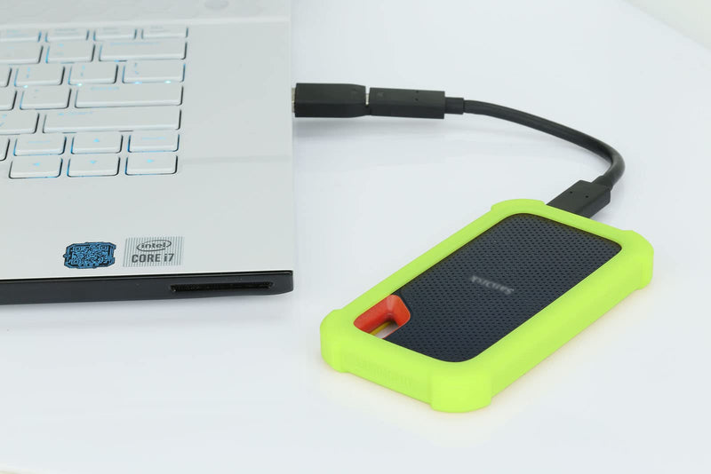 E61 Cover Case Replacement for SanDisk Extreme V2 500GB 1TB 2TB Portable External SDSSDE61 SSD - Up to 1050MB/s, Soft Silicone Portective Skin Sleeve, Green Glow in Dark - LEFXMOPHY Luminous Green