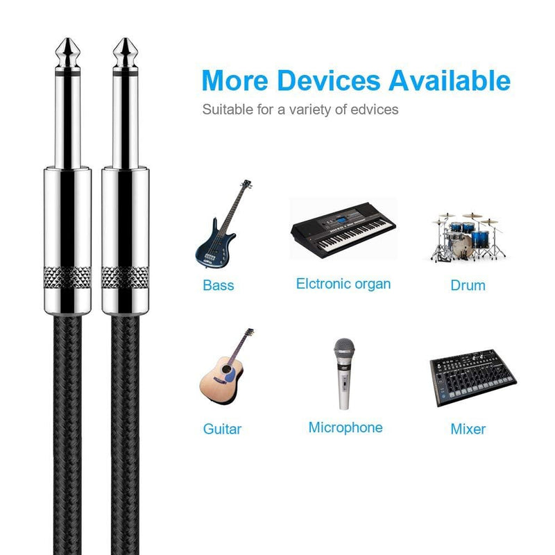 New bee Guitar Cable 20 ft Electric Instrument Cable Bass AMP Cord 1/4 Straight to Straight for Electric Guitar, Bass Guitar, Electric Mandolin, Pro Audio (Straight Angle) 20FT