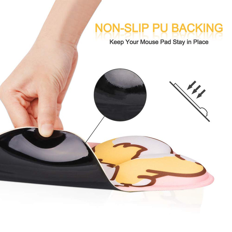 HAOCOO Ergonomic Pink Mouse Pad with Wrist Support ,Non-Slip Backing Corgi Anime Cute Gel Mouse Pad Wrist Rest, Easy-Typing and Pain Relief for Gaming Office Computer Laptop(Pink Cute Corgi) Pink Dog