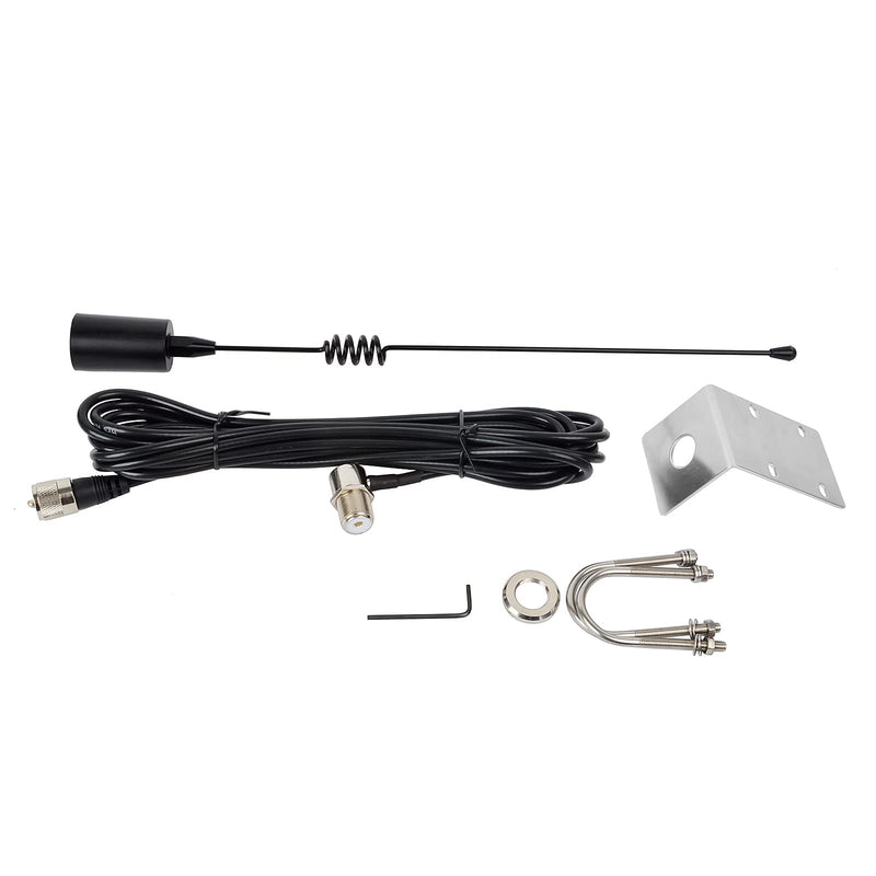 UAYESOK Stainless Steel Marine VHF Antenna, 15 Inch Low Profile | Boat Antenna for Cobra Icom Uniden Standard Horizon Marine VHF Radio, 16.4ft RG-58 Coaxial Cable, L-Mount Bracket