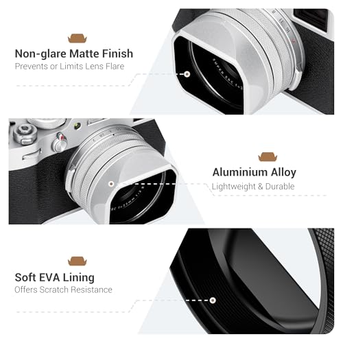 JJC Metal Lens Hood for Fuji Fujifilm X100VI X100V X100 VI V Accessories Silver