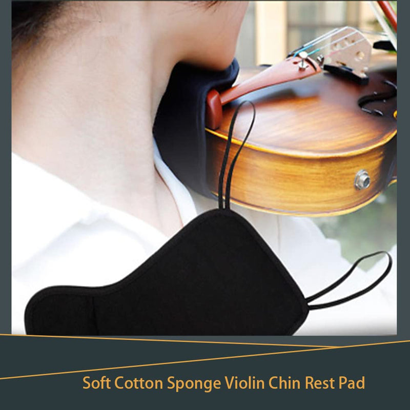 Violin Shoulder Rest for Violin 4/4-4/3, Soft Cotton Sponge Violin Chin Rest Pad, 4/3 4/4 Violin Accessories, Black Flannelette Violin Cover Protector