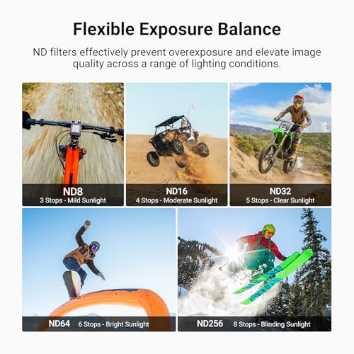 NEEWER CPL + ND Filter Set Compatible with DJI Osmo Action 6 Only, ND8/16/32/64/256 Adjustable Circular Polarizing Filter Lens Polarizer Screw On Multicoated Action Camera Accessories, FL-B109 6 Pack CPL/ND8/ND16/ND32/ND64/ND256