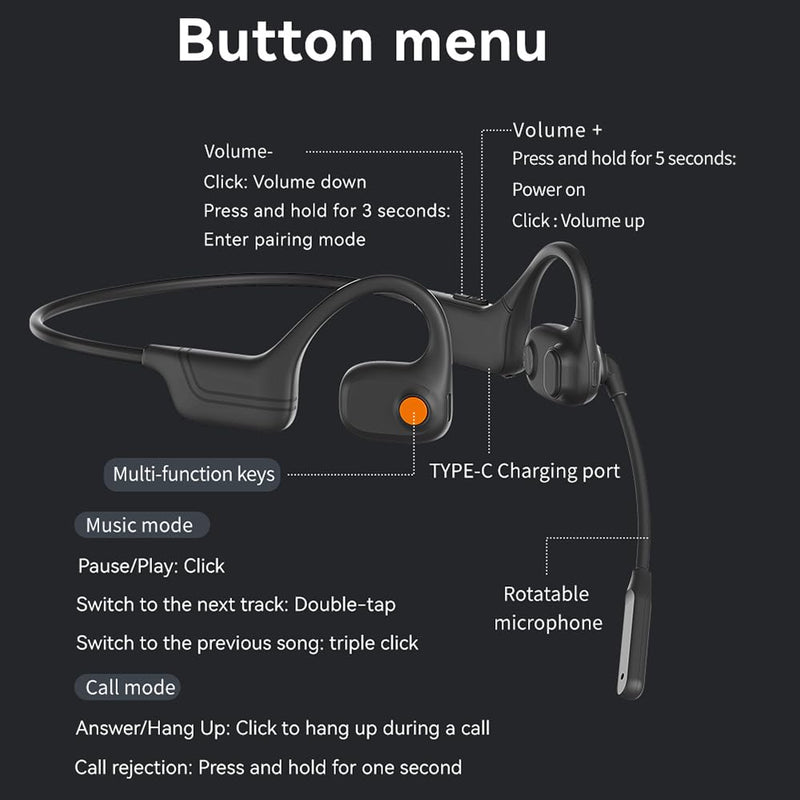 AYI Open Ear Air Conduction Bluetooth Headphone Dual Mic Rotatable Boom Mic Active Noise Cancellation IPX5 Waterproof Bluetooth 5.4 Pain-Free Design for Sports Work Outdoor Activities-DG White DG09 White