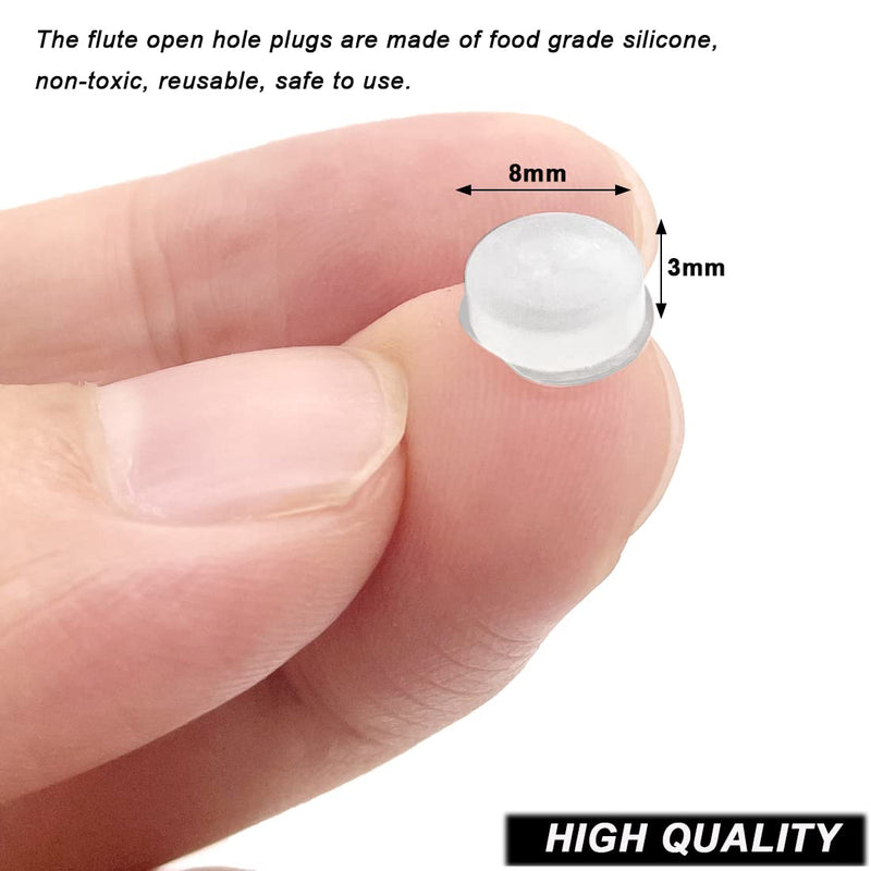 50 Pieces Silicone Flute Plug, 8 mm Universal Flute Open Hole Plug Soft Key Cover for Flute Repair Parts Accessories, White