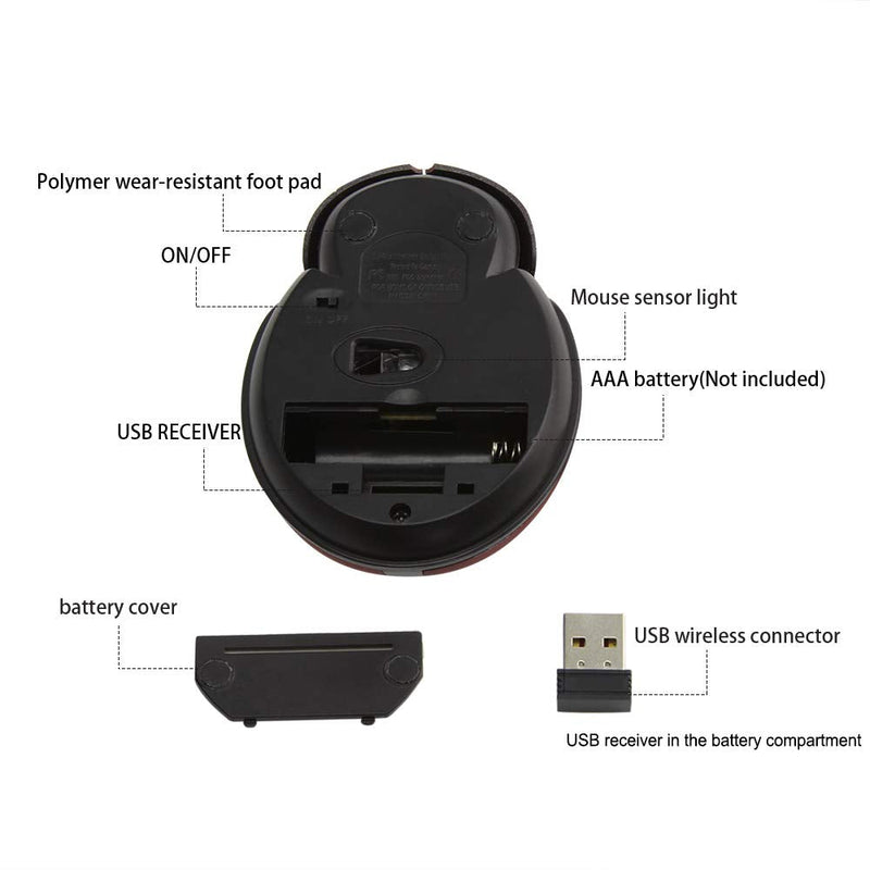 Mini Cute Wireless Mouse, Portable Mobile Optical Mouse for Kids,2.4G 3000DPI Animal Ladybug Shape Cordless Computer Mouse Small Tiny Travel Mouse with USB Receiver for Laptop Desktop PC (Red) Red