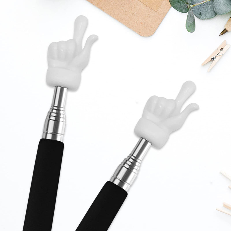 2Pcs Telescopic Teachers Pointer, Extendable Hand Pointer Finger Pointer Stick, Mini Retractable Classroom Pointer for Elementary School Kindergarten Teacher, Classroom Supplies (Black) 2PCS