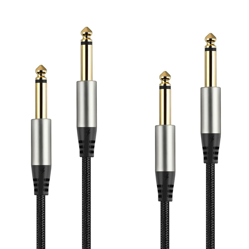 Pack of 2 Guitar Cables 1/4 Inch Instrument Cable with 6.33mm Straight TS Jack (16 Feet-2 Pack) 16 Feet-2 Pack