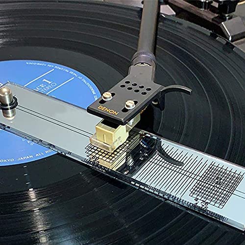 Turntable Phonograph LP Phono Cartridge Stylus Alignment Protractor Adjustment Tool - Mirrored Surface for Precision A