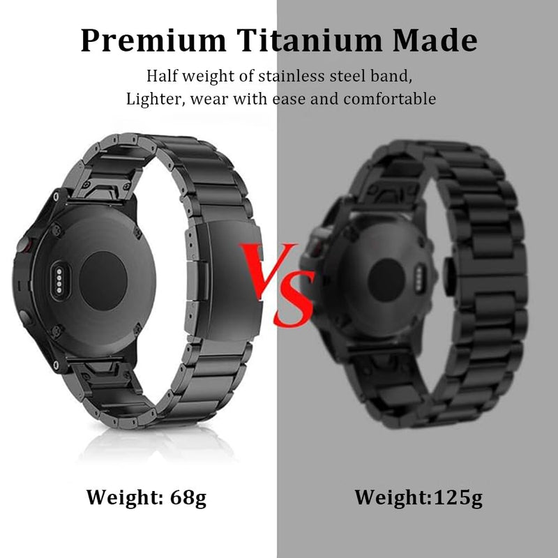 No Gap 26mm Titanium Metal WatchBand Compatible for Fenix 8 51mm/Enduro 3 51mm/Fenix 6X Pro/7X Pro/5X Plus,22mm Quick Release Band for Fenix 8 47mm/E 47mm/Fenix 6 Pro/7/5 Plus/Forerunner 965 grey