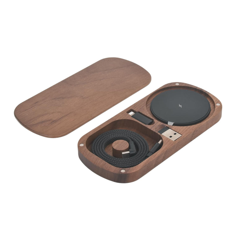 Multi USB Charger Adapter Charging Cable,Type C to USB OTG Converter,USB C to iOS,Portable Box for(Walnut)