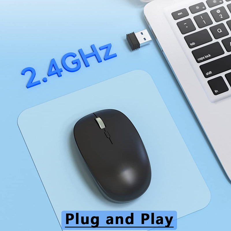 Wireless Mouse for Laptop, ACOZYKITTEN 2.4G Noiseless Portable Mouse with USB Receiver, Ergonomics Cordless Computer Optical Silent Mice for Windows PC, Tablet, Laptop, Mac - Black B1-Black