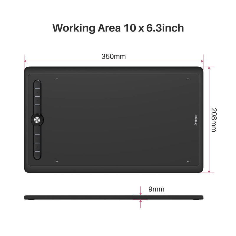 Drawing Tablet Artisul M0610Pro 10x6 Inch, Tilt Support, Scroll Wheel | Battery-Free Pen with 8192 Pressure | 7 Hot Keys | Works with Windows macOS PC | Android Support