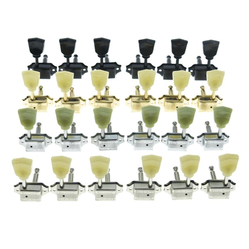 Wilkinson Nickel with Vintage Button 3x3 Deluxe Vintage Tuners Guitar Tuning Keys Machine Heads with Plastic Keystone Buttons for Les Paul/SG/ES, (K1948)