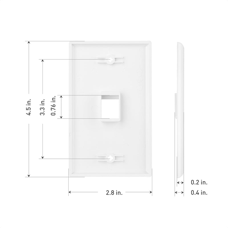 Cable Matters 10-Pack Low Profile 1-Port Keystone Jack Wall Plate, RJ45 Wall Plate for Keystone Jacks in White