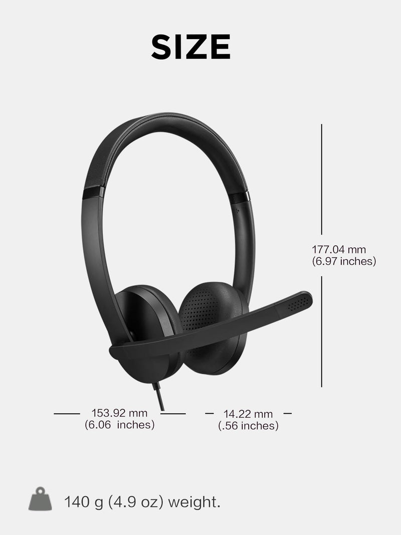 [AUSTRALIA] - Lenovo USB-A Wired Stereo Headset for PC/Laptop, AI Noise Canceling via APP, 140g Lightweight, Replaceable Earcups, Double-Sided Boom Mic, in-line Controls with Mute for Call. Work with Teams/Zoom 