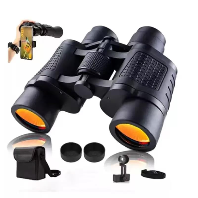 [AUSTRALIA] - 80x80 HD Binoculars for Adults, Waterproof & Fogproof with BAK-4 Prism & Fully Multi-Coated Lens, High Power Binoculars for Bird Watching, Hunting, Travel (Black) Black 