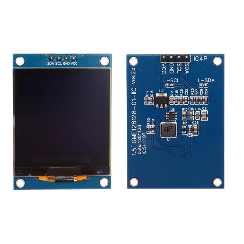[AUSTRALIA] - Hailege 1.5 Inch SH1107 OLED Display Module 1.5 Inch IIC I2C 4 Pin 128 x 128 OLED Screen LCD Display White 