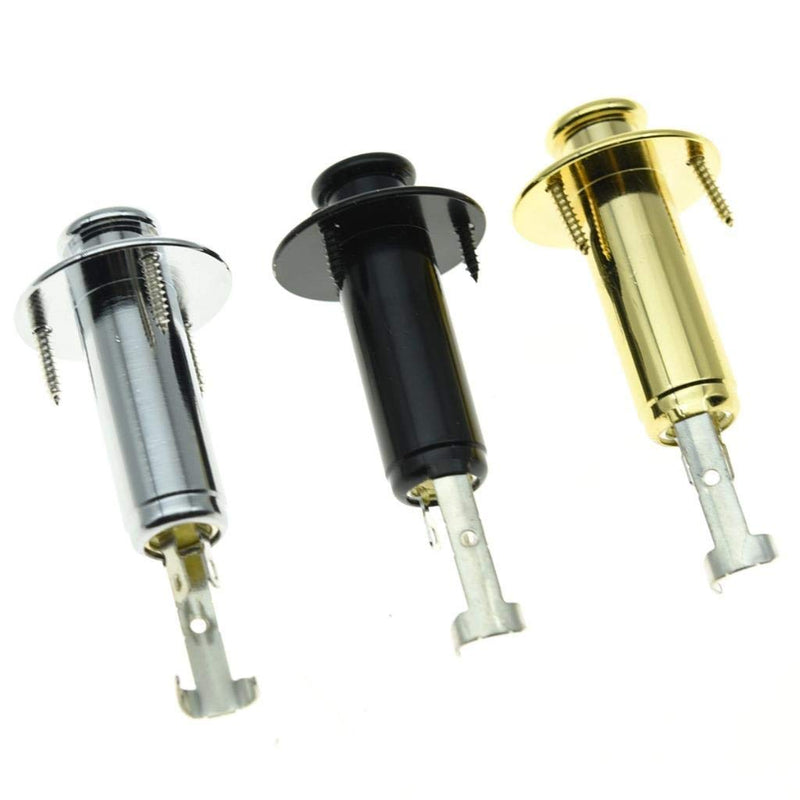 KAISH 6.35mm Acoustic Electric Guitar Bass Mono Endpin Output Jack Strap Button Jack Socket Chrome