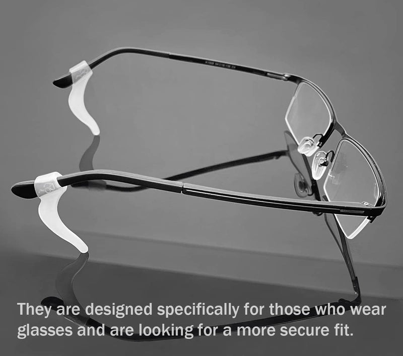 PTSLKHN Soft Silicone Eyeglass Ear Hooks, 10 Pairs of Non-Slip Eyeglasses Ear Grips for Glasses, Sunglasses, Reading Glasses Clear