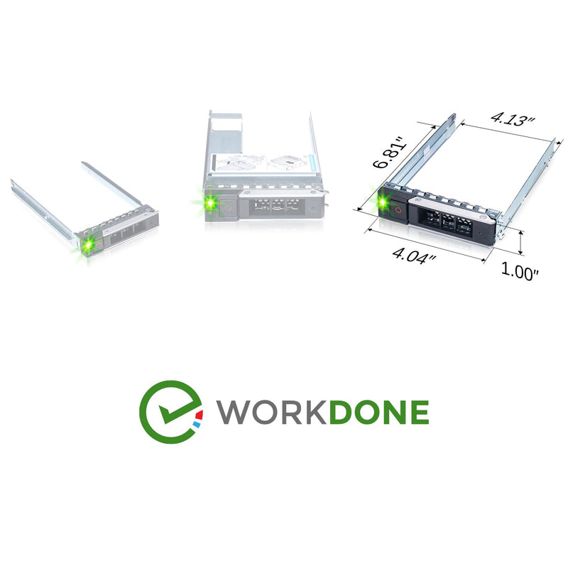 WORKDONE 4-Pack 3.5" LFF Carrier - fits Dell PowerEdge 17-14th Gen Y796F | Only for bigger 4.2" Wide Hot-Swap Bay, R250 R350 T350 R450 T550 R550 R650xs R750xs R6515 R6525 R7515, Labels, Manual, Screws