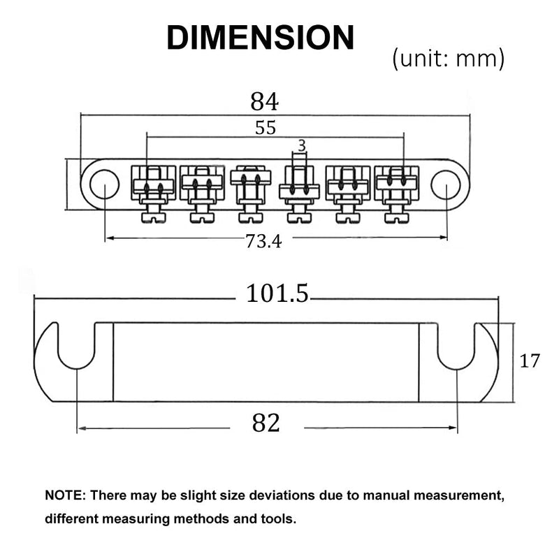 [AUSTRALIA] - JDMoon 12 String Saddle Bridge ABR-1 Tune-o-matic Bridge Tailpiece For Les Paul Guitar Parts (black) black 