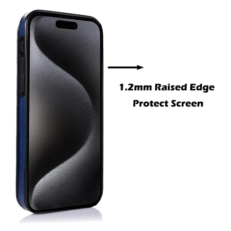 uCOLOR Compatible with iPhone 15 Pro 6.1" Wallet Case with Card Holder Slot Folio Flip PU Leather Kickstand Double Magnetic Clasp and RFID Blocking Design Cover 6.1 Inch (Navy Blue Flowers) Navy Blue Flowers iPhone 15 Pro 6.1"
