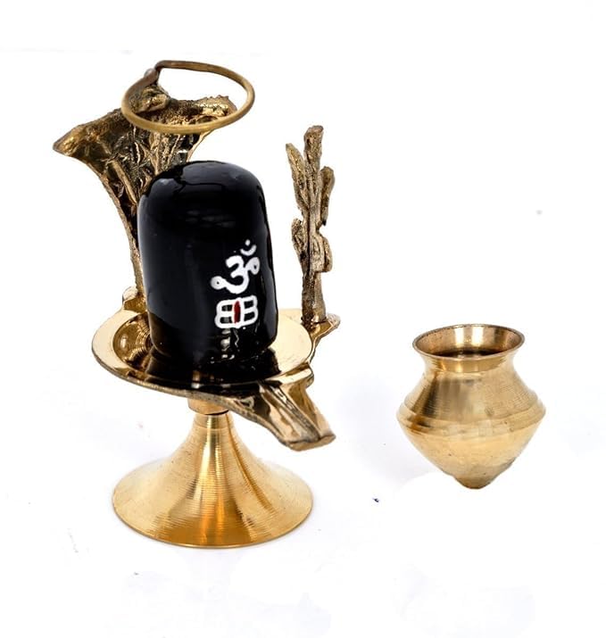 Brass Shivling Puja Stand with Stand Jaldhari Stand Jaladhari Stand jalheri Brass Shivlingam with Stand (Small Size)
